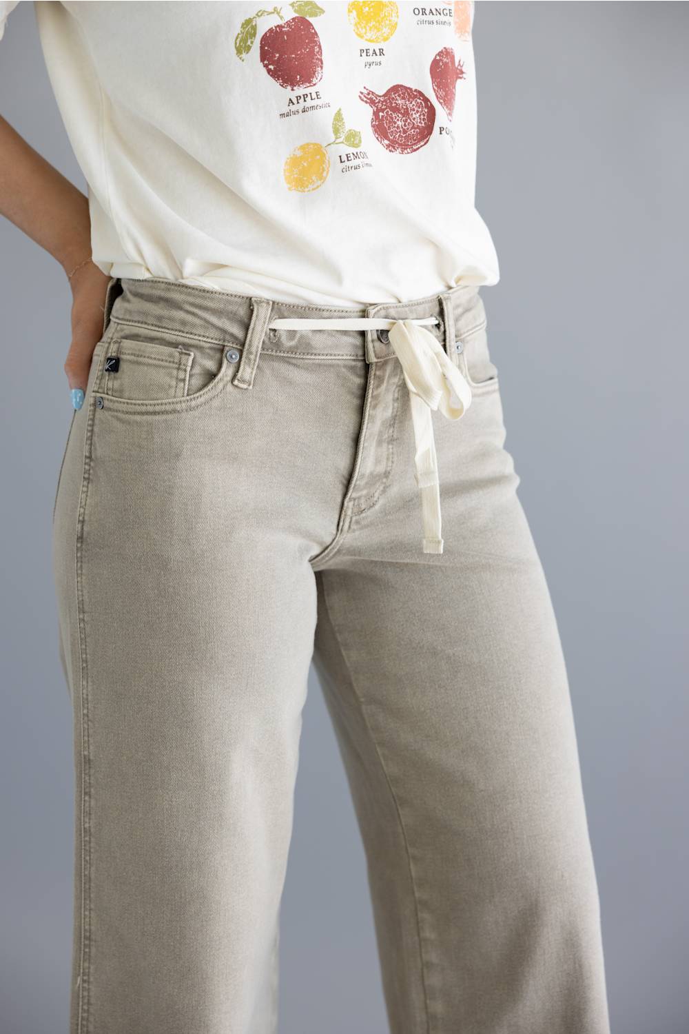 KanCan Mid Rise Drawstring Wide Leg Jeans for Women