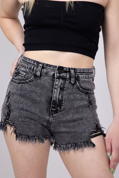KanCan x Glik's Best Friend Black Acid Wash Denim Shorts for Women | KC6321GRN