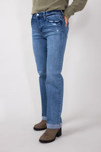 KanCan High Rise Dark Wash Clean Straight Jeans for Women