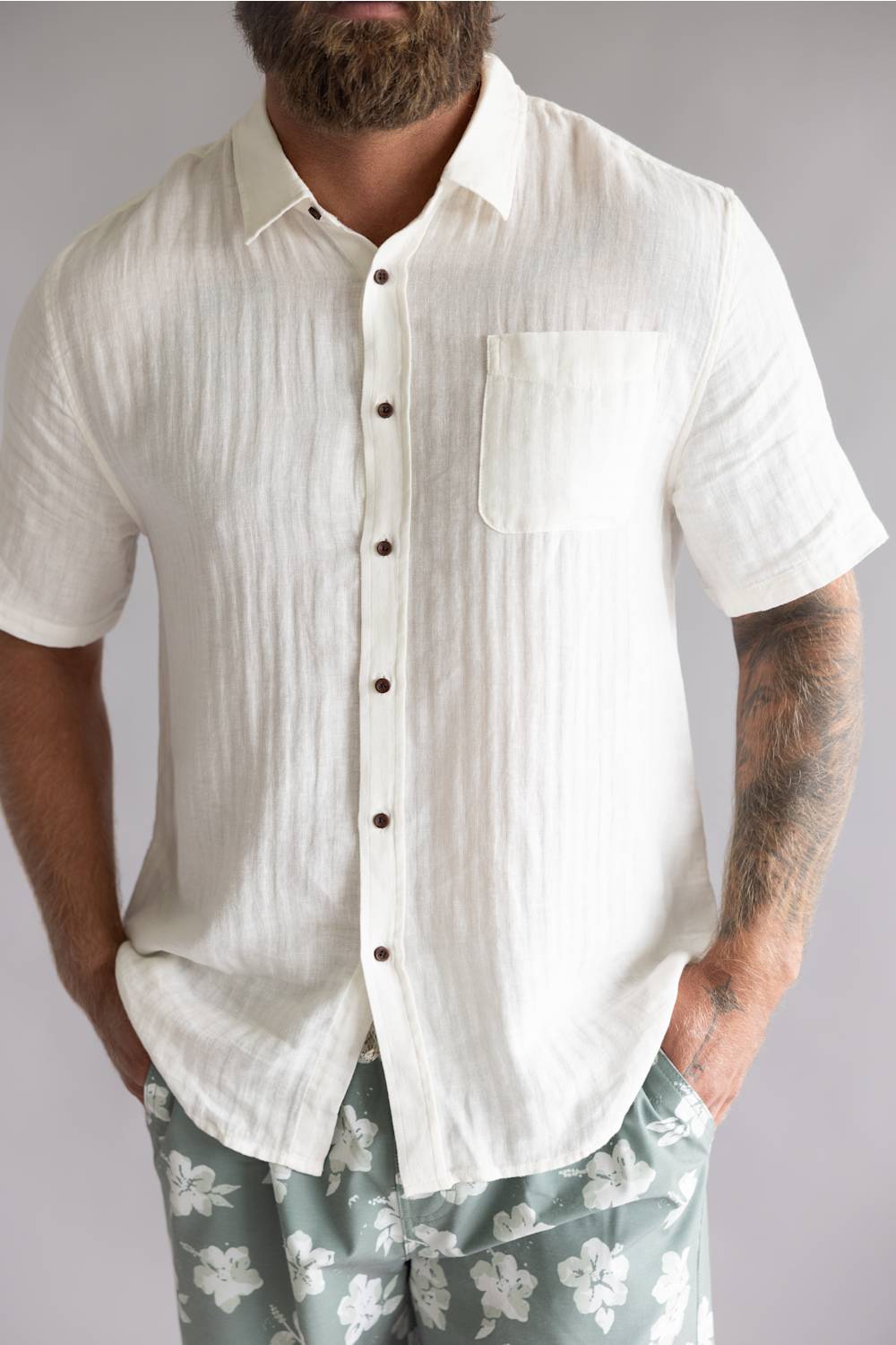 Katin Alan Solid Shirt for Men in Vintage White