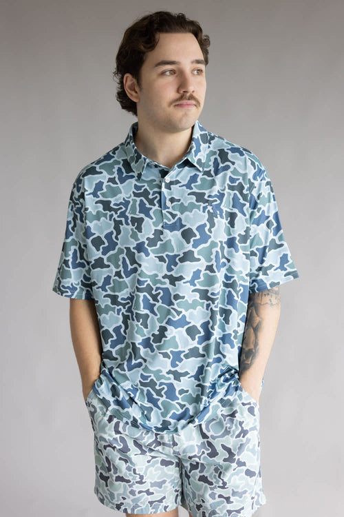 Local Boy Dirty Myrtle Polo for Men in Blue Camo