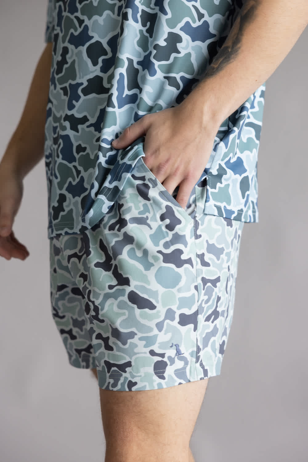 Local Boy Volley Hybrid Shorts for Men in Blue Camo | L1600002-LCL-BLUECAMO