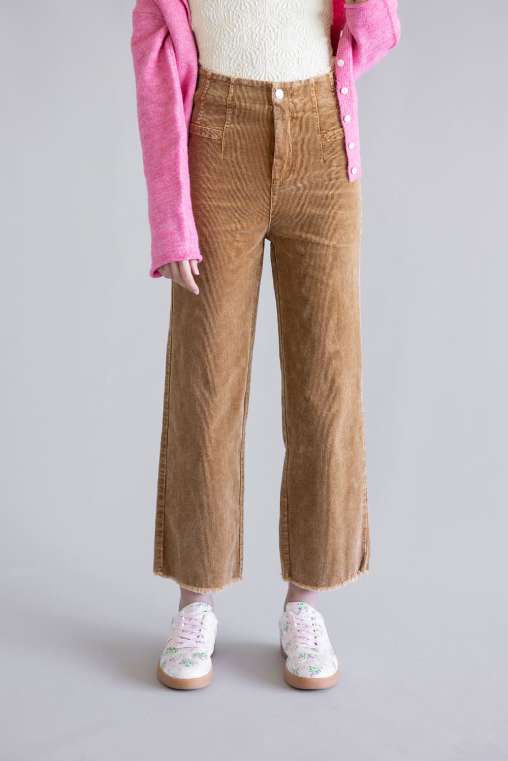La Miel Mineral Wash Corduroy Pants for Women in Camel | MCP4220
