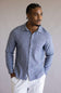 Vintage Summer Linen Button Up Shirt for Men in Navy
