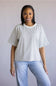 La Miel Basic Striped Drop Shoulder Top hear grey stripe