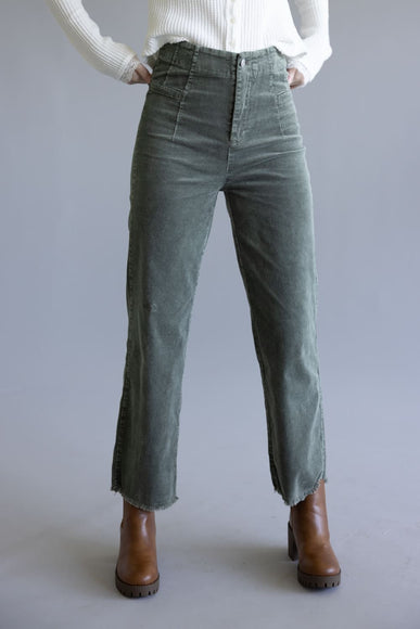 La Miel Mineral Wash Corduroy Pants for Women in Faded Olive