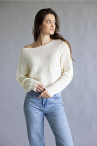 La Miel Off the Shoulder Sweater for Women in Milk