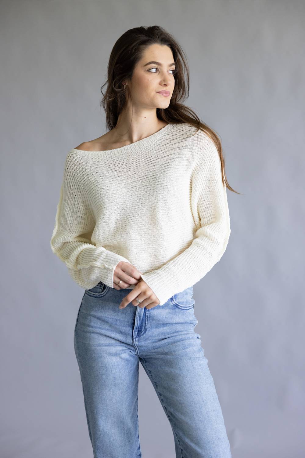 La Miel Off the Shoulder Sweater for Women in Milk