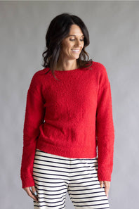 La Miel Reversible V-Neck Sweater for Women in Deep Red
