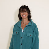 La Miel Sunset Fleece Shacket for Women in Teal