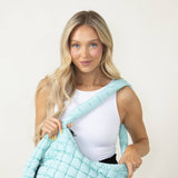 Large Quilted Puffer Bag for Women in Mint