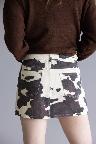 LeLis Cow Print Mini Skirt for Women in Cream/Brown