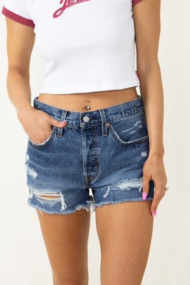 Levi’s 501 High Rise Dark Wash Denim Shorts for Women