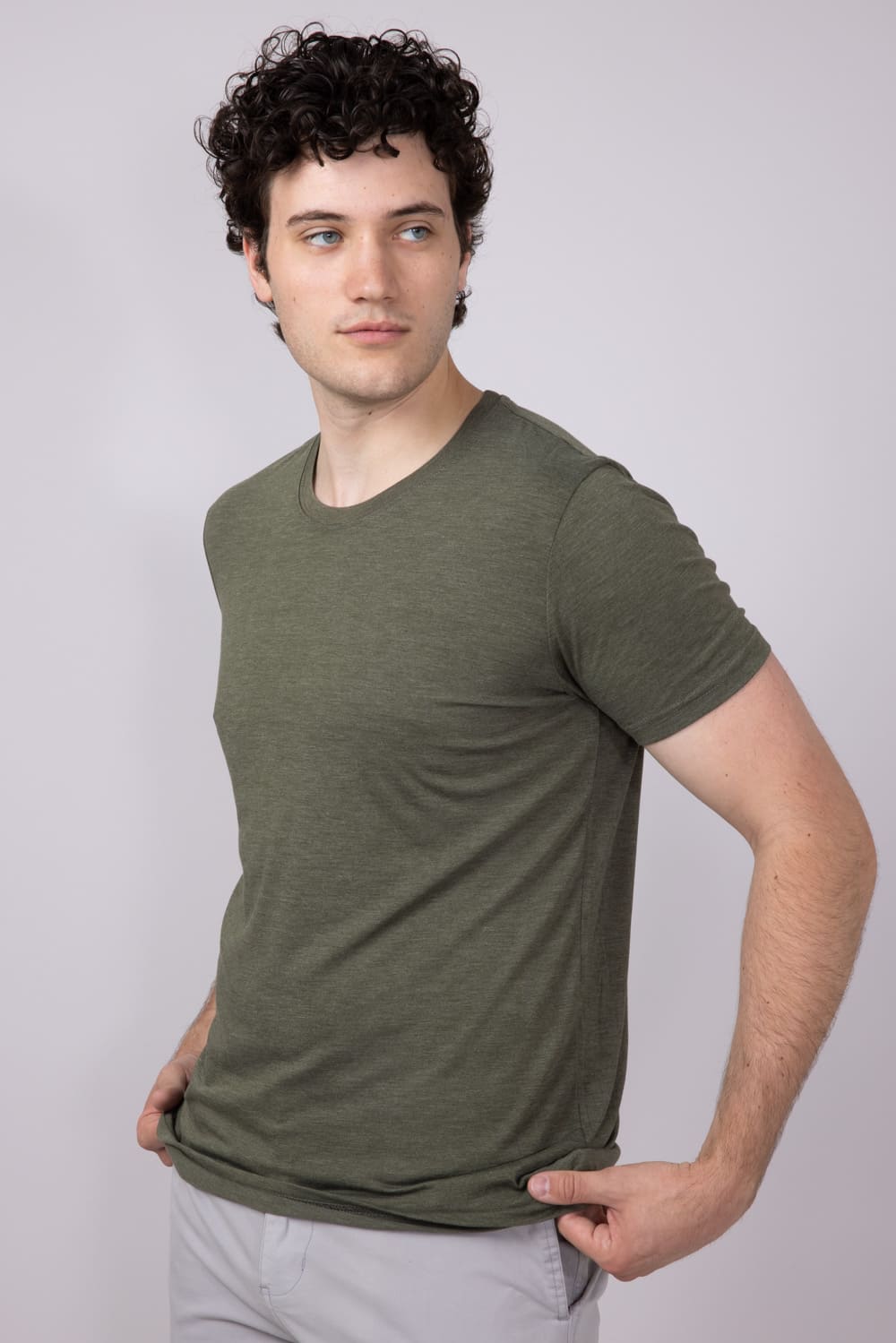 Basic Crewneck T-Shirt for Men in Green