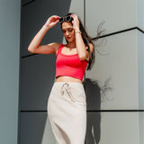 Knit Drawstring Maxi Skirt for Women in Taupe