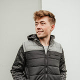 Puffer Vest Knit Hood Jacket for Men in Black