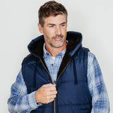 Weatherproof Sherpa Lined Puffer Vest for Men in Blue