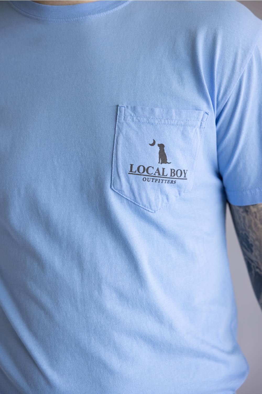 Local Boy Framed Camo T-Shirt for Men in Washed Denim