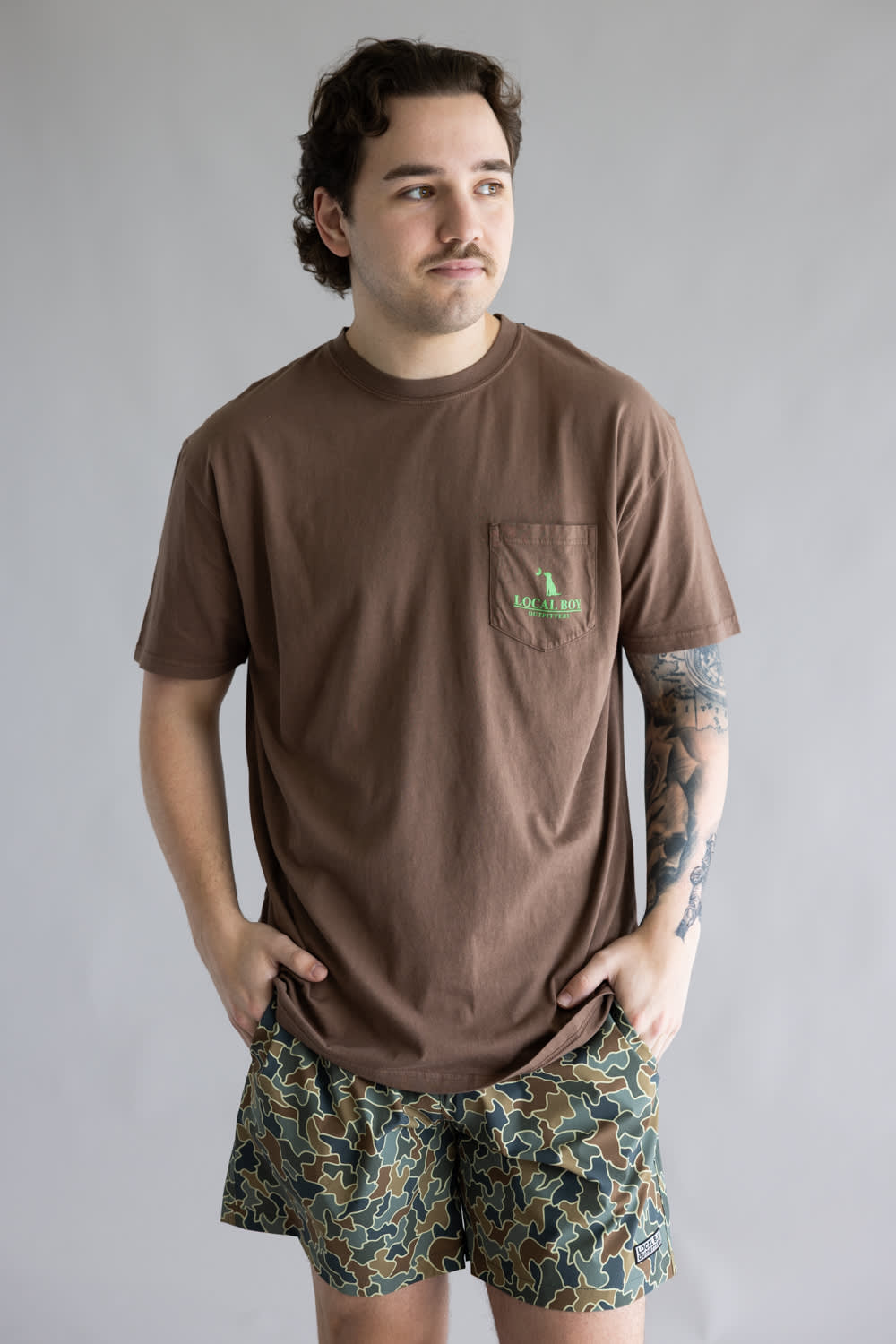 Local Boy Neon Duck T-Shirt for Men in Brown | L1000714-ESO-BROWN