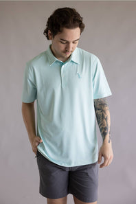 Local Boy Palms Polo for Men in Aqua/White