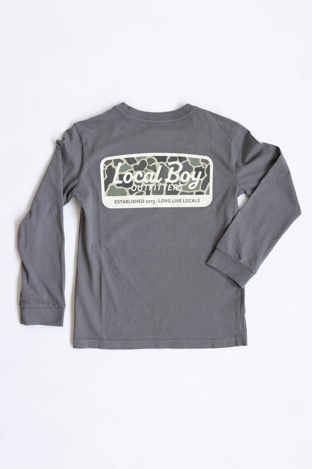 Local Boy Youth Brush Camo Long Sleeve T-Shirt for Boys in Dark Grey