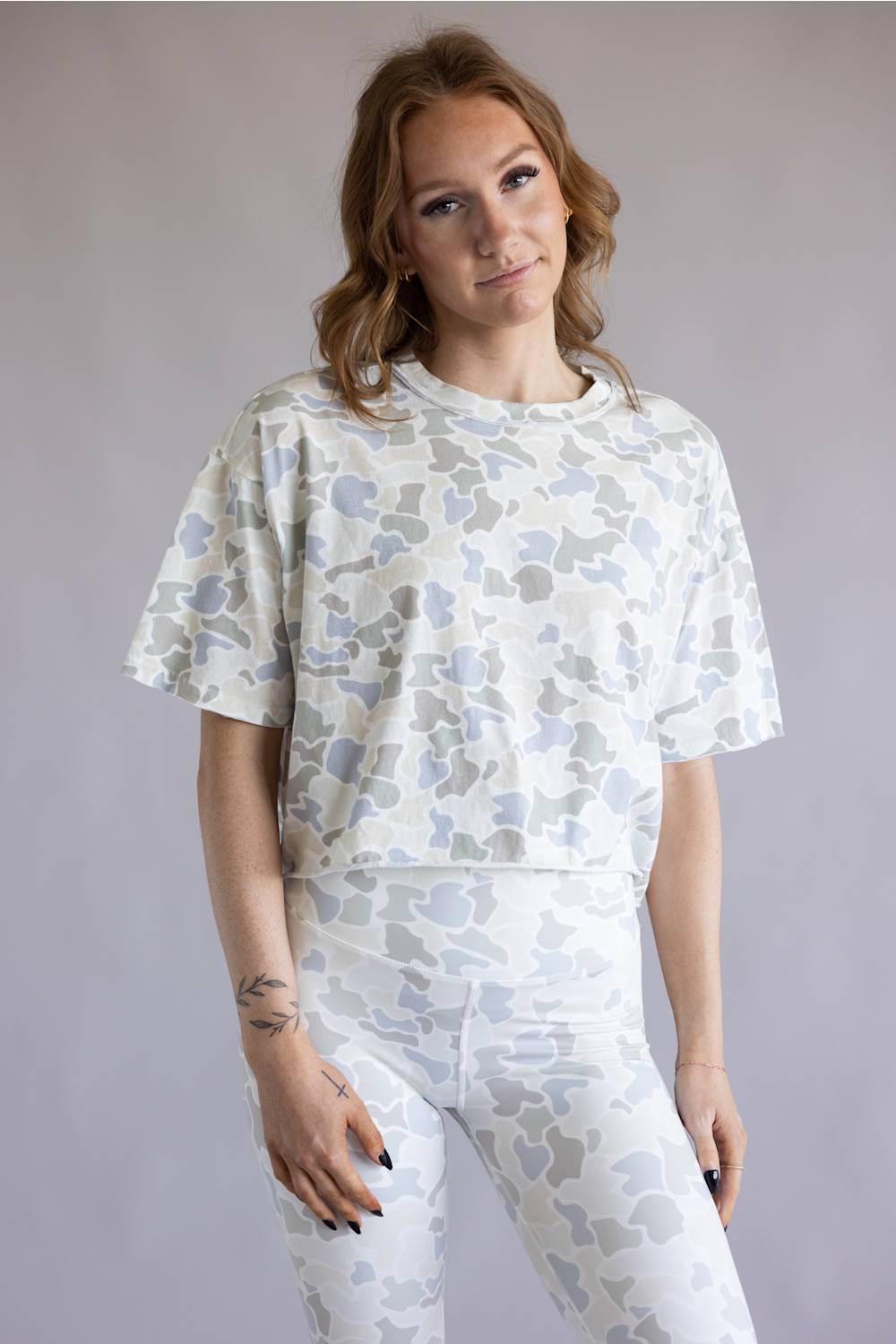 Local Girl Boxy Crop Tee for Women in Saltwater Camo