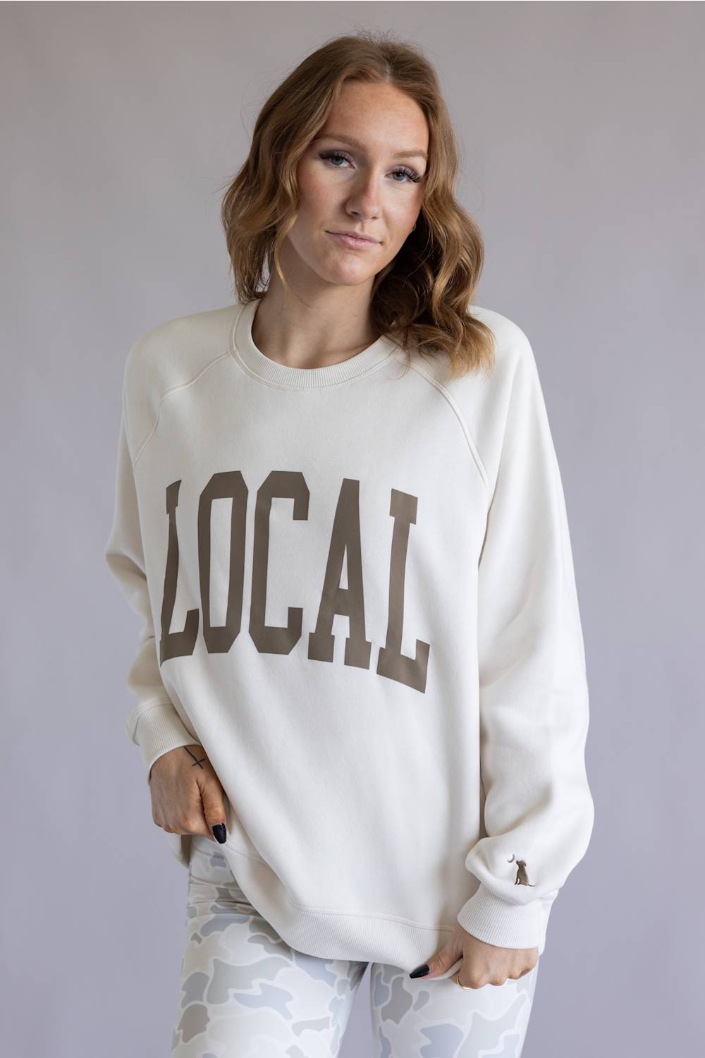 Local Girl Outfitters Crescent Crew Sweatshirt for Women in Ivory
