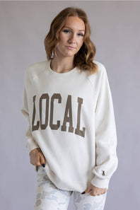 Local Girl Outfitters Crescent Crew Sweatshirt for Women in Ivory