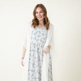 Long Fringe Kimono for Women in Ivory