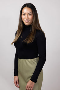 Long Sleeve Turtleneck Top for Women in Black