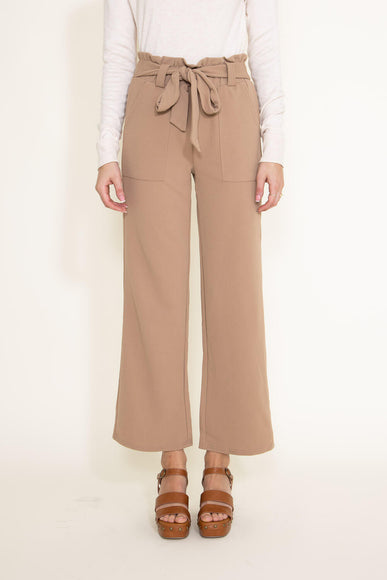 Crepe Tie Waist Pants for Women in Taupe