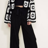 Pleated Smock Waist Pants for Women in Black