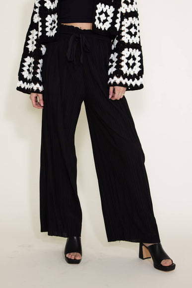 Pleated Smock Waist Pants for Women in Black