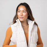 Love Tree Cropped Corduroy Puffer Vest for Women in Cream