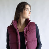 Love Tree Cropped Puffer Vest for Women in Burgundy