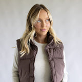 Love Tree Cropped Puffer Vest for Women in Espresso