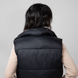 Love Tree Cropped Reversible Puffer Vest for Women in Black/White