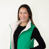 Love Tree Cropped Reversible Puffer Vest for Women in Green/Beige