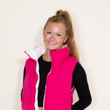 Love Tree Cropped Reversible Puffer Vest for Women in White/Fuchsia
