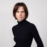 Love Tree Turtleneck Long Sleeve Bodysuit for Women in Black