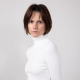 Love Tree Turtleneck Long Sleeve Bodysuit for Women in White