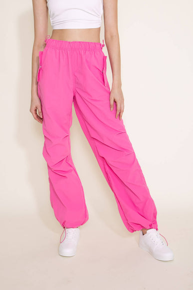 Love Tree Nylon Baggy Parachute Pants for Women in Pink | 6853PH-PINK ...