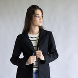 Love Tree One Button Long Coat for Women in Black