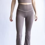 Love Tree Piping Detail Flare Leggings for Women in Mocha