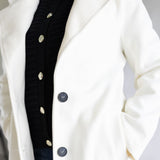 Love Tree Two Button Long Coat for Women in Ivory