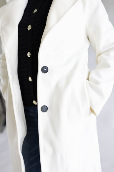 Love Tree Two Button Long Coat for Women in Ivory