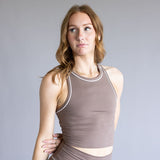 Love Tree Two Tone High Neck Tank Top for Women in Mocha
