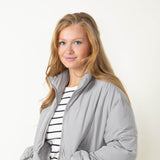 Love Tree Waist Length Puffer Jacket for Women in Grey
