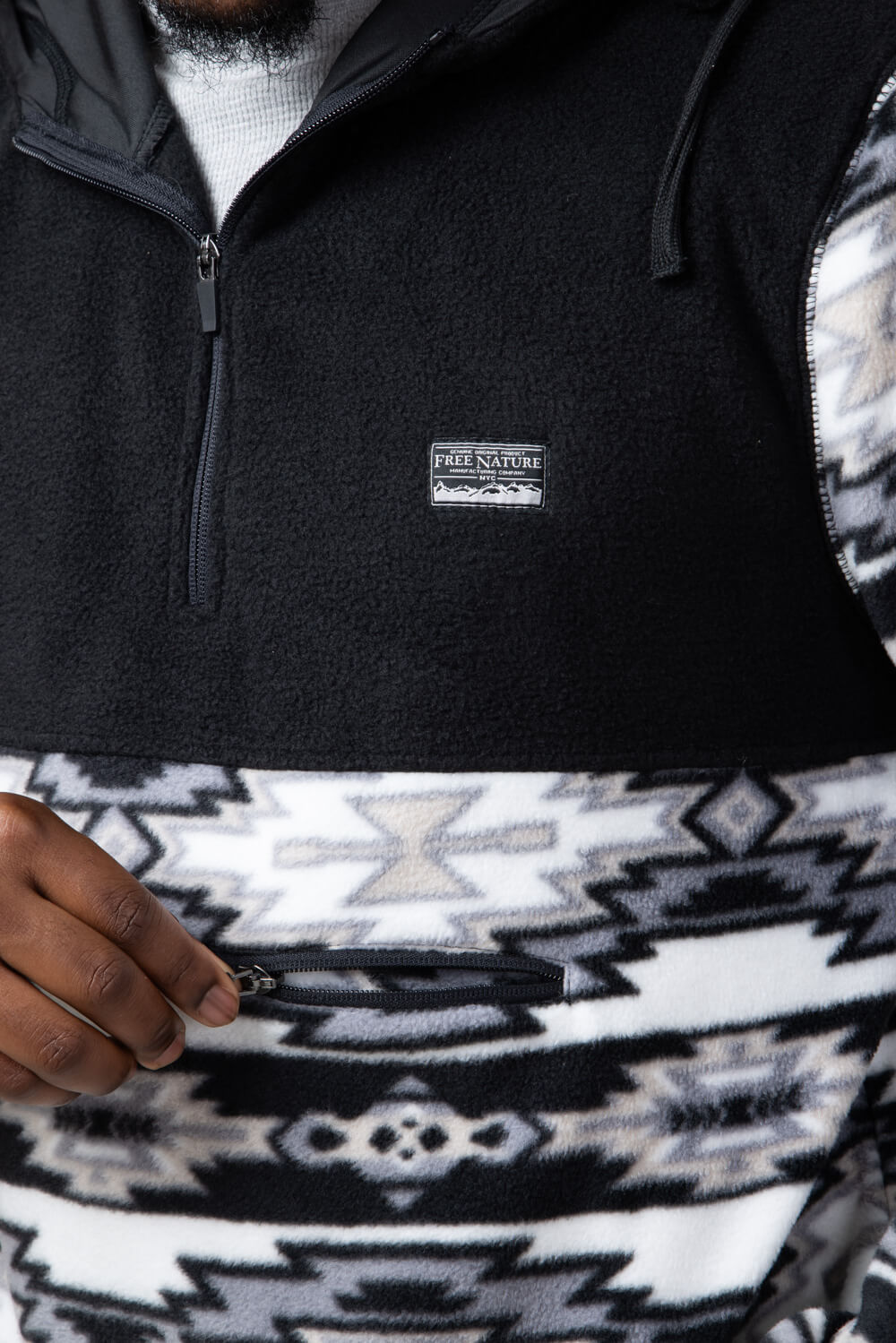 Aztec Color Block Hooded Pullover for Men in Charcoal FK76 MP1656 GR Glik s