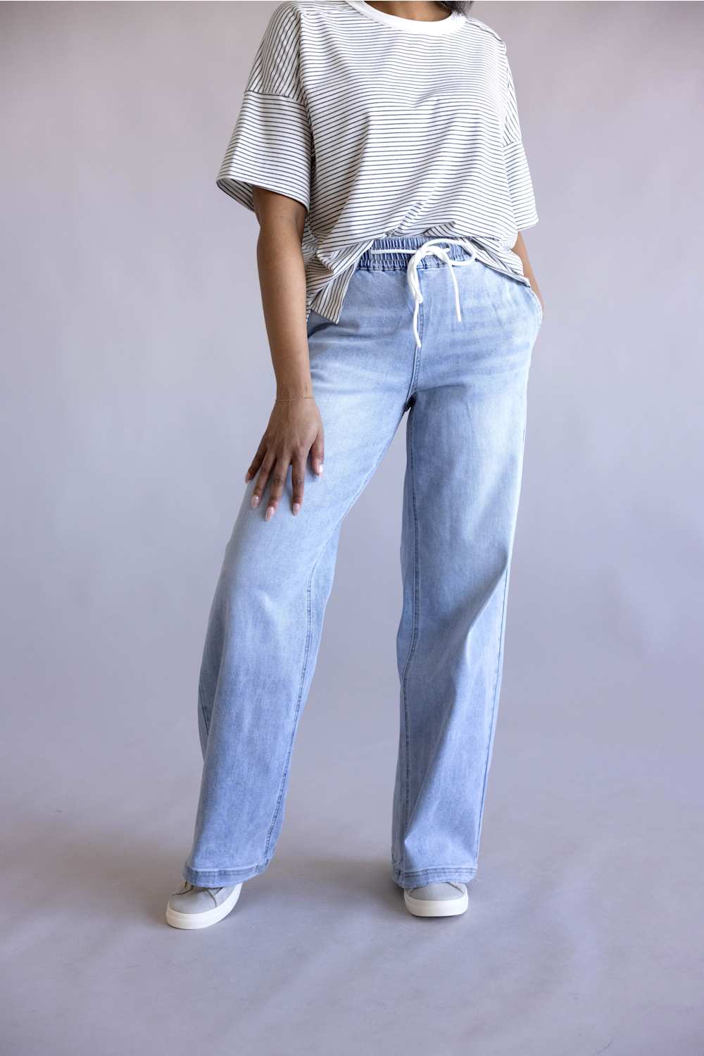  Mica High Rise Wide Leg Joggers for Women in Geyser Blue 